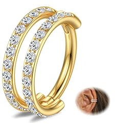 Diamday Helix Piercings Conch Piercing 316L Chirurgenstahl Nasenpiercing Piercing Ohr Gold Silber Septum Tragus Rook Daith Piercings Knorpel Ohrring Conch Helix Ohrring Creolen Nasenring 8/10MM