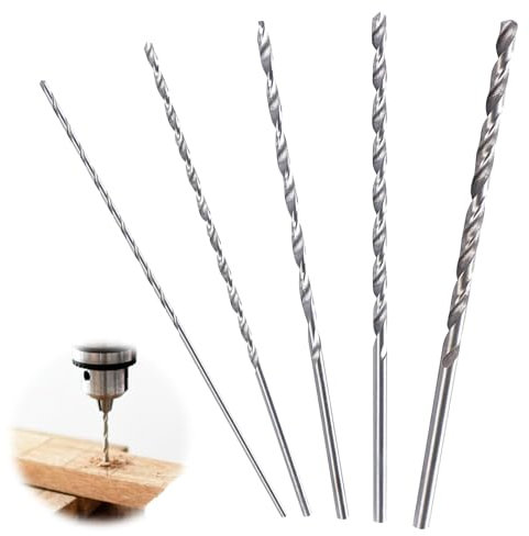 5 PCS Extra Long Twist Drill Bits 150mm High-speed Steel HSS Twist Drill Bit Kit 2mm 3mm 3.5mm 4mm 5mm Wood Drill Bits for Wood Metal and Plastic DIY Home Metal Drill Bits Set