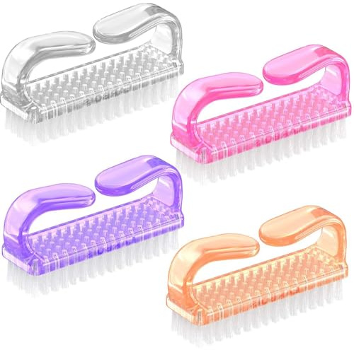 Heyumybit Cepillo De Uñas,4 Piezas Cepillo de Limpieza para Uñas con Mango,Cepillo De Mano De Fregar Limpieza para Limpieza De Dedos Y Uñas Manicura De Fregado