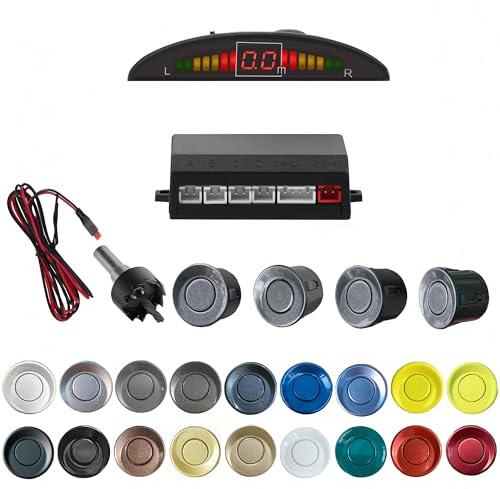 SANDETOUN Parking Sensor Kit Backup Sensor Kit Reverse Sensor for Car 20 Color Options for Probes Adjustable Alarm Volume Professional Sensore de Reversa para Carro Safe Driving Assistant（Grey）