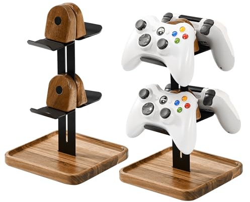 blingwider Game Controller Wood Stand for Desk, Adjustable 2 Tiers Game Controller Holder for PS/Xbox/Switch/Nintendo,Universal Storage Organizer for Desk Gaming Accessories,Solid Wood,Black