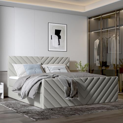 Imebel Boxspringbett 120x200 mit Bettkasten - Bett mit Matratze und 2 Bettkästen - Schlafzimmerbett mit Topper - Bequemes und Elegantes Doppelbett für das Schlafzimmer