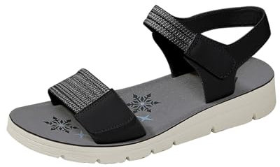 Sandales Orthopédiques Femme Été Confortable Nu Pieds Sport Sandale Bout Ouvert Chaussures De Randonnée Scratch Compensées Summer Antidérapants Réglables Pantoufle Outdoor (Noir,36)