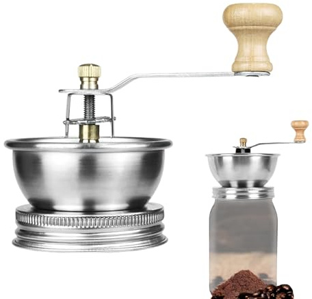 Masons Jar Coffee Grinder, Manual Stainless Steel Grinder Attachment, Crank Handle Coffee's Mill for Wide Mouth Masons Jars, Portable Coffee Bean Grinding Tool, 1 Piece