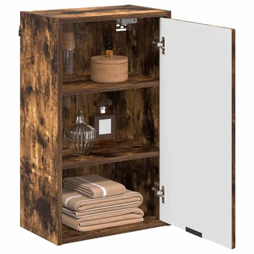 vidaXL Bathroom Cabinet Smoked oak 39 x 23.5 x 65 cm Engineered wood, Rectangular, Modern Wall-Mounted Cabinet for Toiletries Storage, Compact Indoor Bathroom Shelving, Matte Finish Organizer
