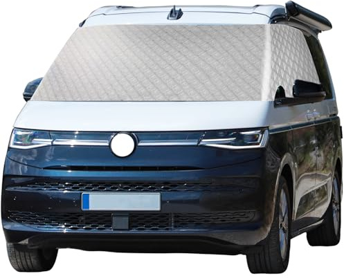 Boolico Windschutzscheibe Abdeckung für VW Multivan T7 Auto Frontscheiben Abdeckung Fenster Abdeckung Sonnenschutz Wohnmobil Thermomatten Anti Frost Ice Staub Silber