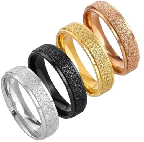 AHANDMAKER 8 x Krawattenring In 4 Farben Für Männer. Krawattennadeln Aus Mattiertem Massivem Edelstahl Zubehör Krawattenhalter Clips Für Geschäfts Hochzeits Und Schmuckgeschenke