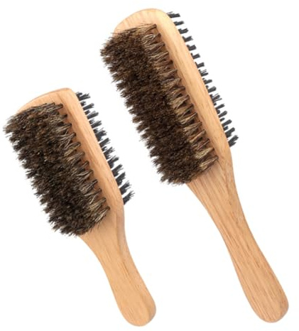SEWACC 2 Stück Wildschweinborsten Haarbürsten für Herren Doppelseitig für Bart und Haare Sanftes Styling und Reinigung Langlebig und Formstabil