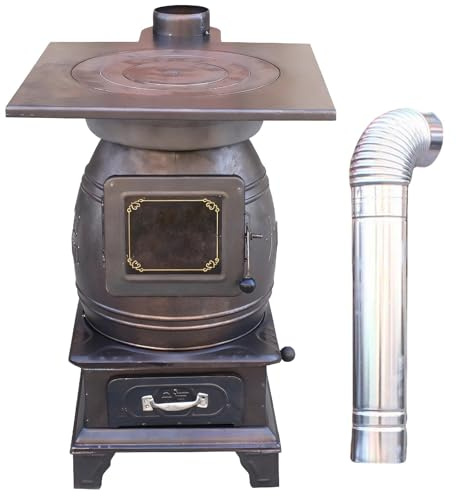 Wood Stove for Home Whole House Heating Thickened and Enlarged Cast Iron Inner Tank Wood Burning Steel Fire Pit, for Heating, Cooking, and Boiling Water(41x58cm/16.1x22.8in)