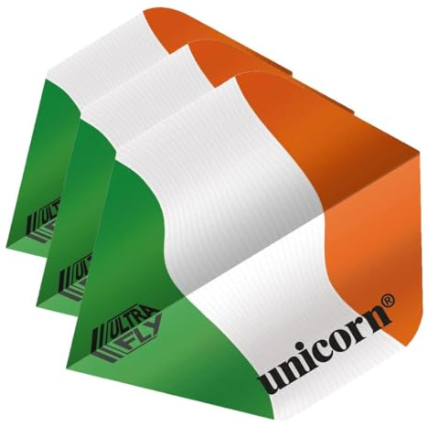 Unicorn UltraFly Dart Flights | Ireland Tricolour Flag Design | Standard Plus Shape | Ultra Durable 100 Micron Polyester PET