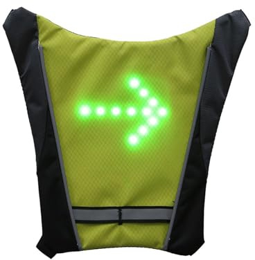 gifyym Weste mit LED-Blinker, reflektierende Ausrüstung, Sicherheitsrucksack, Warnung, Richtungswarnung, mit Fernbedienung, für Nacht-Radfahren, Wandern, Aventur, bunt, Yellow, Siehe