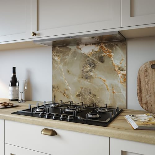 Alloy AurAurora Gold Kitchen Splashback Panel, Heat Resistant Aluminium Splashback, Modern Kitchen Wall Protector, Easy Clean, Easy Installtion, 600x800mm