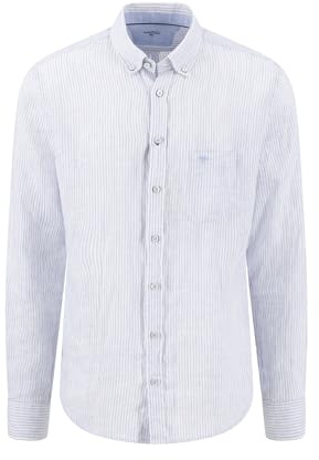 FYNCH-HATTON Hemd aus Leinen mit Streifenmuster und Button-Down-Kragen