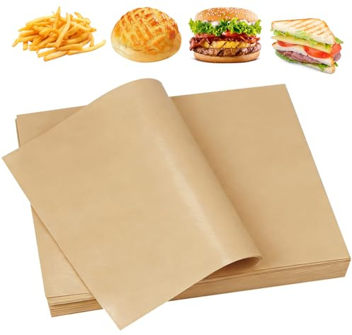 150 Stück Pergamentpapier zum Backen, Bio Backpapier ohne PFAS, 30 * 20cm Backpapier Zuschnitte zum Backen, Kochen, Grillen, Frittieren und Dämpfen
