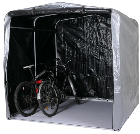 PROREGAL Fahrradgarage | HxBxT 201x201x201cm | Foliengarage Aufbewahrungsgarage Garagenzelt | Silber | Alu UV-Schutz wasserfest