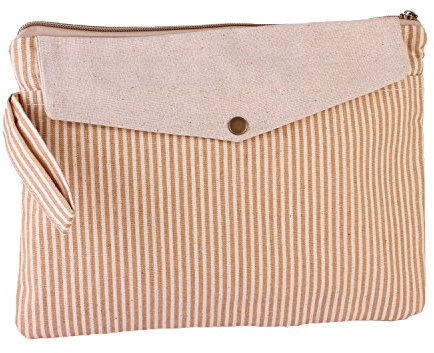 Snykk Trousse de toilette en lin beige à rayures végétaliennes