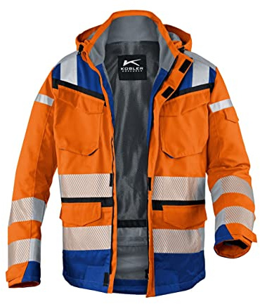 KÜBLER REFLECTIQ Wetterjacke Sympatex® PSA 2 – Jacke mit reflektierenden Elementen und Z‑Liner-Konstruktion warnorange/kbl.blau Gr. 3XL