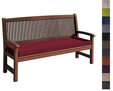 sunnypillow Bankauflage Outdoor, Stuhlkissen 180x30x5cm, Bankkissen Rot | mit abnehmbarem Bezug, Sitzkissen für Bank, Bankpolster Polsterauflage Auflage für Gartenbank, für Gartenmöbel