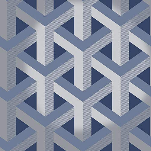 Holden Decor Trident Geo Glitter Wallpaper 12810 Navy Silver