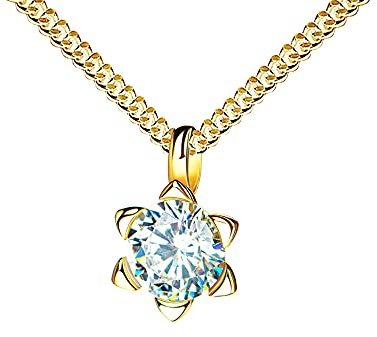 JEVELION Goldkette Anhänger 333 Gelbgold 8 Karat mit Zirkonia-Stein in hochwertiger Goldfassung in Sternform Mit Halskette - Kettenlänge 50 cm.