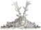 etc-shop Garderobe Hirsch silber Wandgarderobe Modern Metall Hirsch Garderobenhaken, mit Verzierungen Landhausstil 4 Metallhaken, L 39 cm