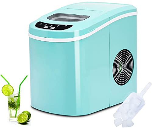 RELAX4LIFE Eiswürfelmaschine, Eismaschine mit Eiswürfelschaufel & Eiskorb, 2 Eiswürfelgrößen, 12 kg in 24 Std., 9 Eiswürfel in 6-13 min, 2,2 Liter Wassertank, Ice Maker für Haushalt Büro (Grün)