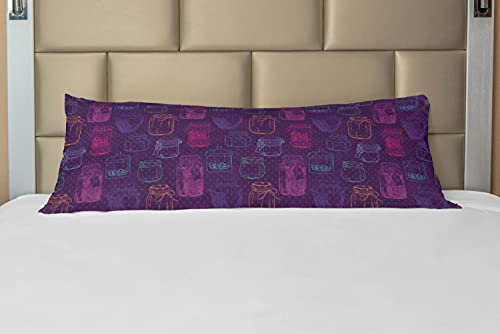 ABAKUHAUS Bunt Körper Kissenbezug mit Reißverschluss, Polka punktierte Weckglas Jam, Deko-Akzent Langer Kissenbezug, 53 x 137 cm, Plum Fuchsia