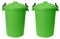 M1SS (Set of 2) 50 Litre Heavy Duty Plastic Clip Lock Lid Bin Indoor or Outdoor Rubbish, Dustbin, Trash, Waste or Storage of Animal Feed. (Lime Green)