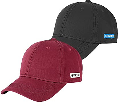 riverso Herren Cap RIVNoel 2er Pack Baseballcap Snapback Kappe Sport Verstellbare Outdoor Mütze Basic Einfarbig 100% Baumwolle Einheitsgröße Schwarz Rot, Größe:One Size, Farbe:Farbmix Uni 13