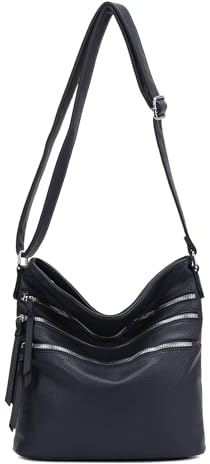 Damen Tasche Shopper Schultertasche Umhängetasche Crossover Crossbody Henkeltasche Beuteltasche Handtasche City Bag Reise Kunst-Leder Dunkelblau