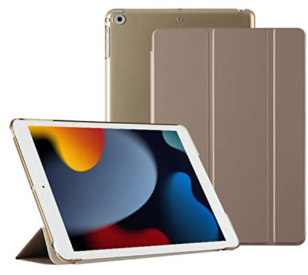 HUEZOE Cover Custodia Compatibile con iPad 9.7 Pollici, 2018/2017 Modello, 6/5 Generazione, Supporto Trifold, Ultra Sottile Custodie rigide, Auto Sveglia Sonno, Oro