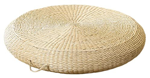 Aibyks Tatami-Bodenkissen | Flaches Sitzkissen aus geflochtenem Stroh - Runder Rattan-Futon aus Strohgeflecht, Strohmatte im japanischen Stil für Außensitze