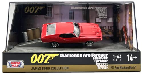 JAMES BOND 007 DIAMONDS ARE FOREVER Diorama Die Cast Modellino Auto 1971 FORD MUSTANG MACH 1 Rossa - Scala 1:64 - Lunghezza 7cm
