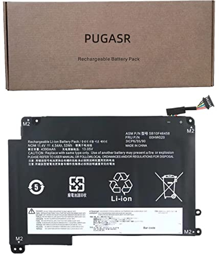 PUGASR 00HW020 Laptop Akku Kompatibel mit Lenovo ThinkPad P40 Yoga 20GQ 20GR,Yoga 460 20EL 20EM,S3 Yoga 14 Series 00HW021 SB10F46459 SB10F46458 11.4V 53Wh
