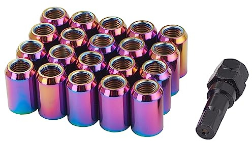 XRMXF 20 Stück Kegel 60° Schmal Sechskantschlüssel Stahl Lug Nuts M12 x 1,5 Radmuttern (Multicolored)