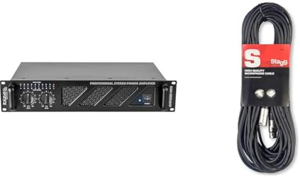 AMP2000-MKII - IBIZA - Professioneller 2x1500W PA-Verstärker mit XLR/Klinkeneingängen und Speakon-/Klemmenausgängen - 19-Rack - Schwarz & Stagg SMC10 Mikrofon-Kabel (10m, XLR-Buchse-auf-XLR-Stecker)
