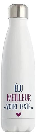 Gourde Isotherme personnalisable idée cadeau collègue élu meilleur homme | Bouteille Thermos 500 ml Texte à personnaliser