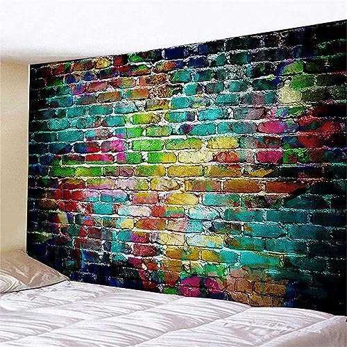 Sxakswol Wandteppich Groß Ziegelwand Wandteppich 200x200 Wandbehang Bunte Graffiti, Tapisserie 3D Wandtuch Aesthetic Wandteppiche für Wohnzimmer Schlafzimmer Wohnheim Wanddeko
