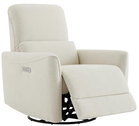 CHITA Power Swivel Glider Recliner Chair, Nursery Glider, Medium, Linen | FSC Certified Upholstery Rocking Chair, Lumbar Support, Reclining Chair for Living Room / Nursery