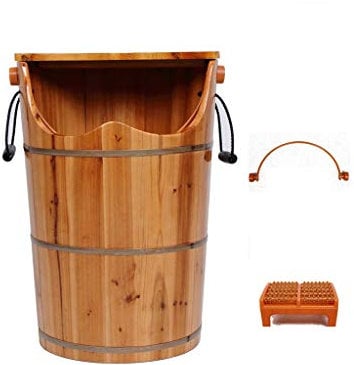 ,Bathroom Accessories Footbath Tubs,Massage Foot Barrel,Volume Smooth Surface Sauna Wooden Bucket (Color : B) Present