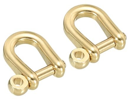 PATIKIL D-Ring Shackle, 2 Pack 6mm Inner Width Pure Brass U Type Fob Key Hook Small Bow Shackles for DIY Craft Leather Replacement