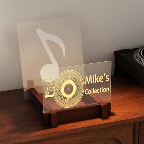 CoolGift Mart Customized Vinyl Record Storage, Light Up Now Playing Acryl Regal mit warmen weißen Lichtern - Ideal zum Sammeln, Ausstellen und Dekorieren - Geschenk für Vinyl-Liebhaber