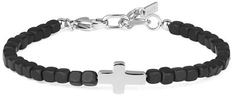 GAVU Bracelet Pierre Naturelle Homme, Croix Chrétienne, 19+3cm