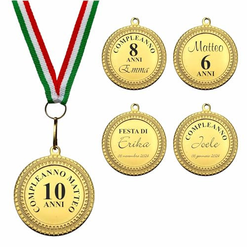 Generico Medaglie Festa Compleanno Bambini Complete di Personalizzazione (20 Medaglie Personalizzate)
