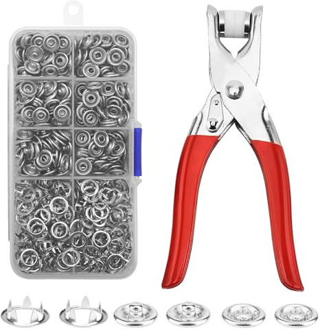 150 Piezas Botones De Presión Metalicos Herramientas, Kits 9,5mm Botones de Presion Metalicos, Botones de presión con Alicates, Corchetes de Presion Metalicos con Alicates, para Manualidades, Ropa