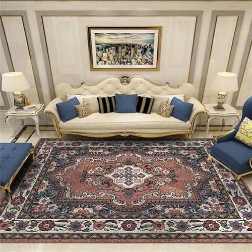 RUGMRZ Tapis De Bureau Tapis Chambre Bebe Fille Moquette Sol Tapis de Salon à Motif de Plantes Rose Bleu de Style européen antidérapant pour Chambre Fille 80X200CM
