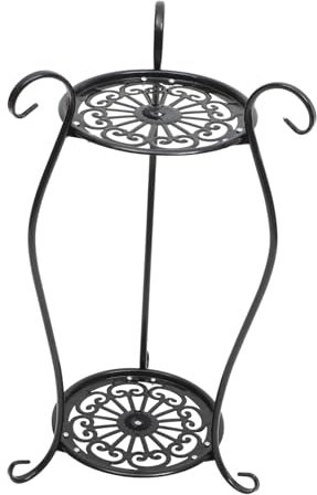 Supvox Blumenregal Outdoor Blumentreppe Balkon Blumensäule Beistelltisch Garten Pflanzgefäß Ständer Pflanzenständer 2 Etagen Blumenständer Hocker Regal Für Blumentöpfe Metall Regalgestell