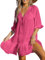 CUPSHE Vestido de playa con cuello en V y volantes para mujer, con botones y mangas cortas, fucsia, S
