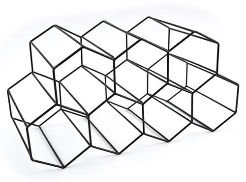 SMH LINE® Weinregal Modernes Schwarzes aus Metall für 6 und 9 Flaschen Weinregal Klein Flaschenregal für Tisch, Schrank Speisekammer Platzsparend Freistehend (9 Flaschen)