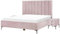 Letto Matrimoniale Moderno con Contenitore e 2 Comodini in Velluto Rosa 180 x 200 cm